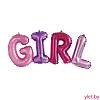 Шар (43''/109 см) Фигура, Надпись Girl, Разноцветный ПОД ВОЗДУХ