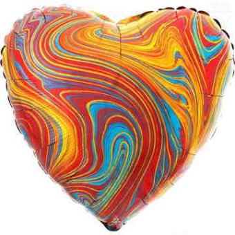 Шар Сердце 18" Мрамор Colorful