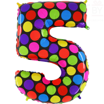 Шар (40"/102 см) Цифра, 5, Супер яркий