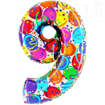 Шар (40"/102 см) Цифра, 9, Воздушные шары
