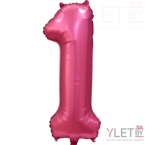 Шар (34''/86 см) Цифра, 1, Бордовый, Сатин