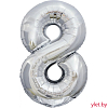 Шар (34''/86 см) Цифра, 8, Серебро