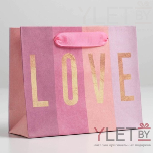 Пакет крафтовый горизонтальный LOVE, S 15 × 12 × 5.5 см