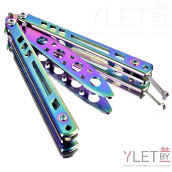 Нож бабочка тренировочный Хамелеон с прорезями