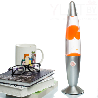 Лава лампа с воском в сером корпусе 42 см Оранжевая