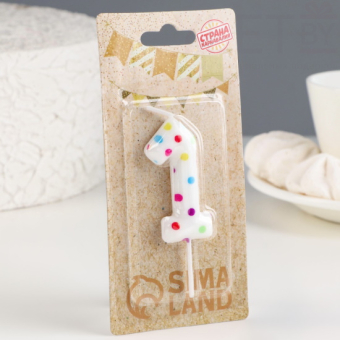 Свеча в торт ‎Цветное конфетти, Цифра 1