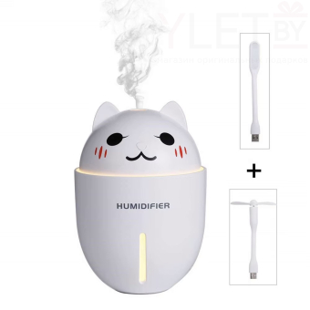 USB Увлажнитель "Твой котик", с лампой и вентилятором (белый)