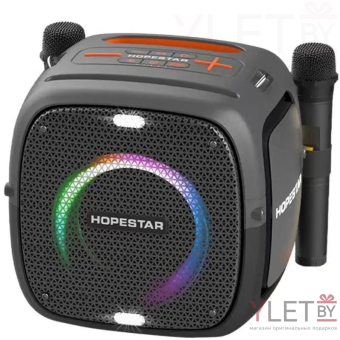 Портативная колонка Hopestar Powerful Party one 80W с двумя микрофонами Серая