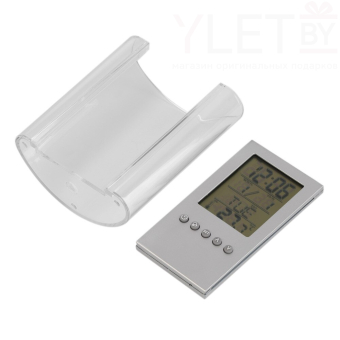 Подставка для канцтоваров с часами, календарем и термометром