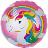 Шар (18''/46 см) Круг, Радужный Единорог, Розовый