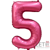 Шар (34''/86 см) Цифра, 5, Бордовый, Сатин
