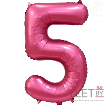 Шар (34''/86 см) Цифра, 5, Бордовый, Сатин