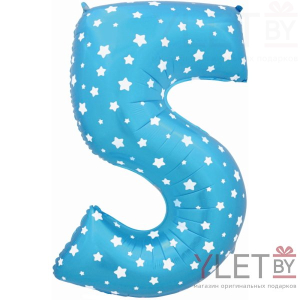 Шар (40''/102 см)  Цифра звездочки, 5, Синий