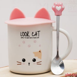 Кружка Котик Силиконовые ушки №1