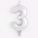 Свеча цифра 3 Грани, Серебро, 6,5 см