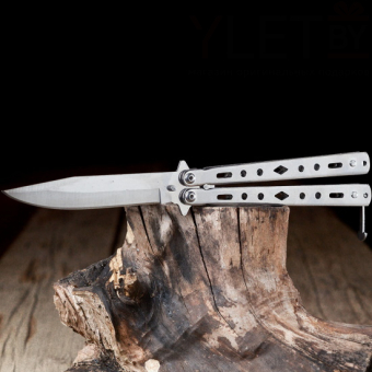 Нож Бабочка Серебро Ромб круг