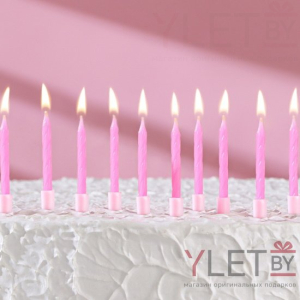 Свечи для торта Неон розовые, 10 шт